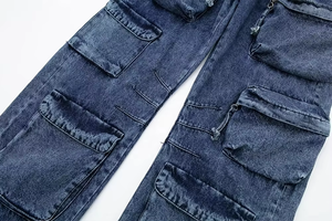 Pantalones de mezclilla Streetwear Stack para hombre, de algodón, estilo baggy, largos, rectos, lavados, de pierna ancha - Product Image 6
