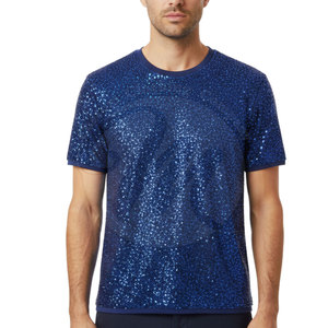 Men's Blue <b>Sequin</b> <b>T</b>-<b>Shirt</b> with Rainbow Pattern Quick Dry Polyester Sparkly Short Sleeve Crew Neck for Party Stage Performance - Product Image 2