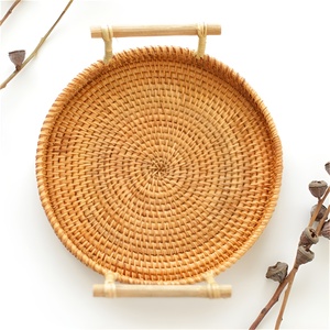 Tableware set rattan <b>trays</b> for serving pizza eco-friendly natural wooden <b>kitchen</b> ware <b>tray</b> - Product Image 2