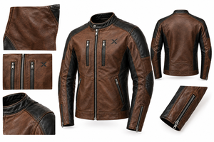 Chaqueta de Motociclista de Cuero Heritage |   Cognac Borgoña Negro Marrón |   Fabricante OEM ODM |   Calidad Premium | - Product Image 6