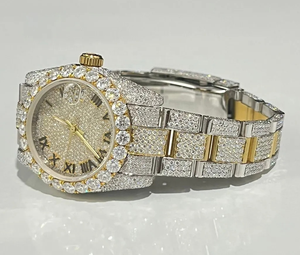 Round Shape Stainless Steel Two Tone VVS Quality Yellow Gold Trending Hip Hop Iced Out Diamond Export Quality Manufacturer - Product Image 2