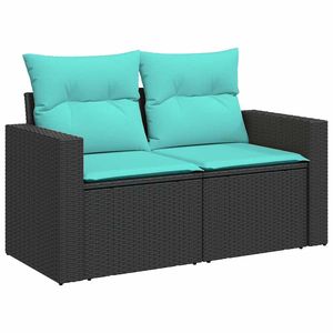 Conjunto de Sofás de Jardín de Ratán Sintético Negro con Cojines, Más de 10 Plazas, Muebles de Exterior de Diseño Contemporáneo - Product Image 4