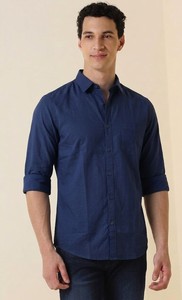 Camisa Casual de Manga Larga para Hombre Enovate, Cuello Clásico, Color Sólido, Doble Botonadura, Transpirable, Tejido de Algodón, Logotipo en el Cuello Trasero, ODM - Product Image 2