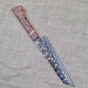 Ahmad Fabric Custom Handmade 13-Inch Carbon Steel Chef <b>Knife</b> with Leather <b>Sheath</b> Beautiful Handle Customizable Supported - Product Image 6