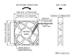 พัดลมแกน D12025-K2 ขนาด 120x120x25 มม. DC 12V/24V/48V ใบพัดพลาสติก ลูกปืน สำหรับอุปกรณ์อุตสาหกรรม - Product Image 5