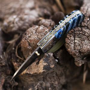 Couteau de poche pliant professionnel pour l'extérieur ZA DAMASCUS MAKERS, lame droite en acier inoxydable, manche personnalisé, OEM - Product Image 1