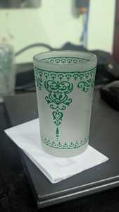 Verre à boire en verre dépoli en gros, motif marocain vert, pour jus et eau, artisanal, vaisselle décorative - Product Image 3