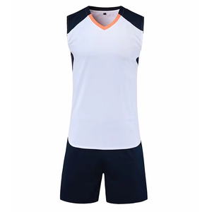 Ensemble de maillot de basket-ball rouge à col en V sans manches avec short à taille élastique, polyester respirant, vêtements unisexes pour adultes - Product Image 4