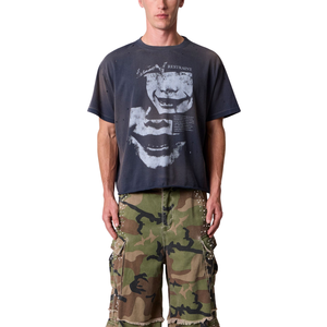 T-shirt Homme Col Rond Manches Courtes Coupe Oversize Effet Délavé Vintage Graphique Avant et Arrière Streetwear Vente en Gros Personnalisé OEM Coton - Product Image 1