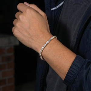 Pulsera de tenis de lujo de cristal con moissanita de corte brillante redondo para unisex, engaste de garra, pulsera brillante tipo brazalete - Product Image 3