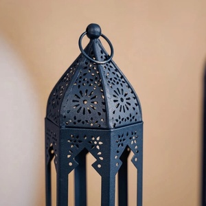 Decorative <b>Tall</b> Moroccan <b>Lantern</b> with Elegant Geometric Cutwork Metal Candle Holder for Modern Home Styling - Product Image 6