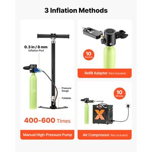 Mini Bombola Subacquea Portatile da 0,5L, Riutilizzabile, per Immersioni di 10 Minuti, Serbatoio Portatile per Respirazione Subacquea con Ossigeno/Aria - Product Image 5