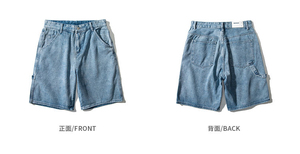 Wholesale Men's Unisex High Button Front Straight Fit Denim 100% Cotton Dark Quick Dry Soft Bermuda <b>Shorts</b> Summer Vintage Street - Product Image 2