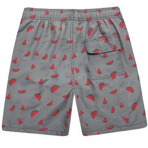 Short de bain gris pour hommes, imprimé pastèque, à séchage rapide, avec cordon de serrage à la taille et poches, vêtements de plage décontractés - Product Image 2