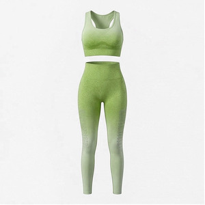 Conjunto de Yoga para Mujer, de Moda, Ligero, de Secado Rápido, Diseño Sólido, Logotipo Personalizado, Transpirable, Cintura Elástica, Ropa Deportiva - Product Image 2
