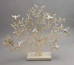 L 59.7 X B 16.5 X H 47 cm Handmade Eco-Friendly Durable Metal Tree Sculpture Birds Artistic Tabletop Decor Modern Design Single - Product Image 3