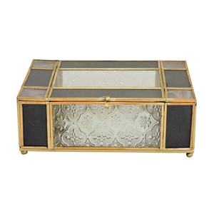 Boîte à bijoux rectangulaire en laiton classique en or et noir idéal pour le stockage d'affichage et les cadeaux élégants - Product Image 3