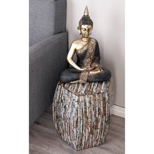 Unique Geometric Pattern Shell Inlaid Drum Accent Table <b>Stools</b> Mother of Pearl Hand Made <b>Wooden</b> Furniture Interior - Product Image 3