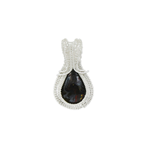Pendentif en pierre naturelle enveloppé de fil plaqué argent, style bohème, unisexe, en forme de goutte d'eau, collier fait à la main, à porter au quotidien - Product Image 1