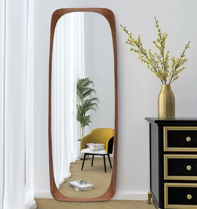 Multi-functional full length <b>mirror</b> integrated with a wooden side shelving <b>storage</b> rack, available at wholesale prices. - Product Image 1