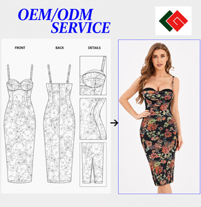 Wholesale Elegant Vintage Floral Print Woven Satin Midi <b>Dress</b> V-neck Spaghetti Strap A-Line Party Autumn Style ODM - Product Image 6