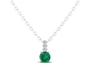Colliers pendentifs en or blanc 14 carats de qualité supérieure REYES avec moissanite certifiée GRA et émeraude, prix de gros - Product Image 3