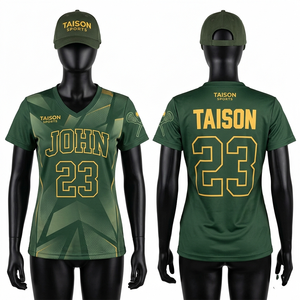 Maillot de lacrosse pour femme en polyester respirant 180 GSM, design camouflage vert olive, logo personnalisé par sublimation. - Product Image 6