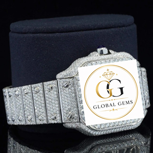 Indian Supplier Moissanite Diamond <b>Automatic</b> Watch Fully Studded Square Stainless Steel Case for Men Available at Export Price - Product Image 4