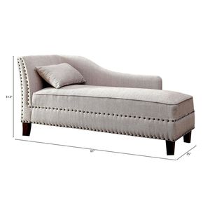 Chaise Longue in Tessuto Beige con Finiture Decorative e Cuscino Comfort in Peluche per Arredamento Soggiorno - Product Image 6