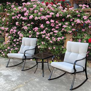 Off-White Rocker <b>Set</b> with Chair and <b>Teapot</b> for Patio Furniture - Product Image 1