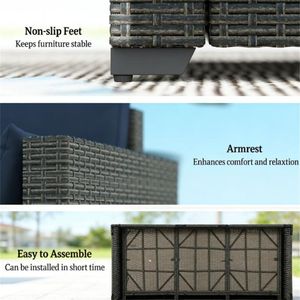 Sofá Doble para Exteriores Color Azul Marino Willow para Jardín, Patio y Terraza - Ideal para Áreas de Jardín y Piscina - Product Image 4