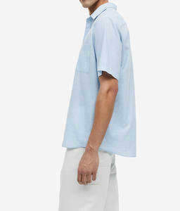 Chemises habillées décontractées pour hommes, coupe ample, bleues, à manches longues, col rabattu, sur mesure, 100 % coton, été - Product Image 2