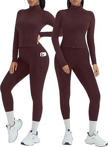 Ensembles de sport pour femmes : Leggings sculptants et veste zippée assortie avec poches – Tenues de gym - Product Image 5