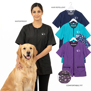 ชุดทำงานสำหรับกรูมมิ่งสัตว์เลี้ยง ซิปเต็มตัว น้ำหนักเบา กันน้ำ เป็นมิตรกับสิ่งแวดล้อม โพลีเอสเตอร์ แขนสั้น แขนยาว |   ตาข่ายระบายอากาศได้ดี - Product Image 2