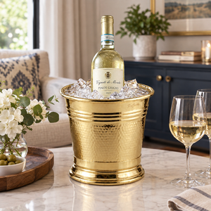 Refroidisseur à vin classique en laiton sur piédestal avec finition martelée, de luxe, artisanal, de qualité supérieure, fournisseur en gros, exportation, Inde, sur mesure - Product Image 2