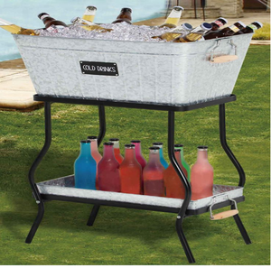 Rustic Boat Shaped Galvanized Ice <b>Bucket</b> Beverage Holder Wooden Frame 5L Capacity Portable Durable Available Wholesale Prices - Product Image 4