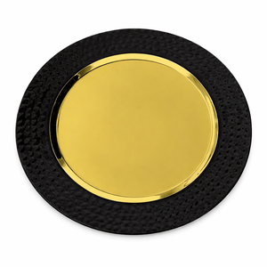 Placa de carga para boda, juego de vajilla de acero inoxidable, Color negro y dorado, venta al por mayor - Product Image 1