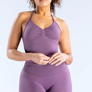 Top Corto Personalizado al por Mayor para Mujer, Cuello Cuadrado, Sin Mangas, Espalda Cruzada, Transpirable, para Fitness, Yoga y Deportes - Product Image 2