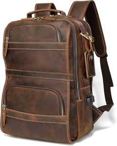 Wholesale High Quality Genuine Leather Backpack Men's Business Laptop Bag Vintage School <b>Rucksack</b> - Product Image 1