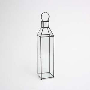 Golden Rectangular <b>Brass</b> <b>Lantern</b> With Glass Panels And Metal Frame For Home Decoration - Product Image 3
