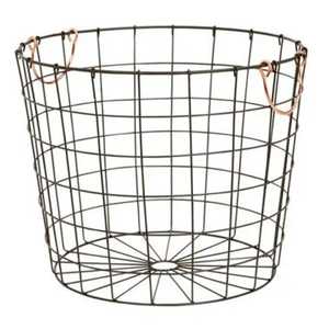 Round Black Metal Wire <b>Storage</b> <b>Basket</b> with Handles Nordic Style Iron Laundry Hamper Multi-functional Sundries Bin for Home - Product Image 1