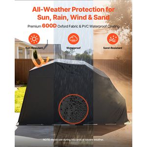 Abri de rangement pour moto tout temps robuste en tissu Oxford 600D, tente de garage pliable avec serrure de sécurité - Product Image 3