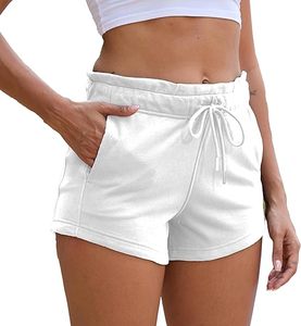 Shorts de sport pour femmes avec poches, en coton French Terry, avec cordon de serrage, pour l'été, décontractés, pour la détente - Product Image 1