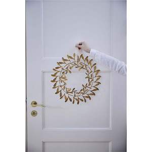 Premium Gold Metal Laurel <b>Leaf</b> Wreath <b>Wall</b> Hanging <b>Decor</b> Vintage Brass Oak <b>Leaf</b> Garland Hoop Christmas Home <b>Wall</b> Art - Product Image 6