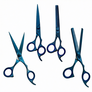 <b>Razor</b> Edge Barber Hair Cutting & Thinning Shears <b>Set</b> 7.5 Inch Blue Stainless Steel Salon Hairdressing Professional Tool Kit - Product Image 3