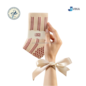 JZVINA <b>Women</b> Non Slip Grip <b>Socks</b> Jacquard Knitted Striped <b>Ankle</b> Athletic Yoga Pilates Barre Indoor - Product Image 1