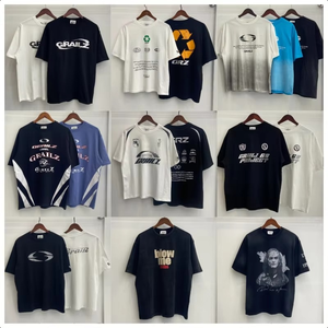 เสื้อยืดโอเวอร์ไซส์ผู้ชาย GRAILZ แขนสั้น สไตล์สตรีท ผ้าคอตตอนเจอร์ซีย์ คอกลม แต่งขอบตัดสี พิมพ์ลายตัวอักษร โลโก้ด้านหน้า - Product Image 5