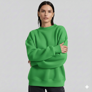 Sweat-shirt en molleton brodé surdimensionné pour femme, col montant, tricoté, manches longues, écologique, respirant, nouvelle collection hiver - Product Image 1