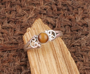Anillo de Plata de Ley con Piedra Natural de Ojo de Tigre, Clásico, para Hombre y Mujer, Joyería Boho para Boda, Proveedor Mayorista Personalizado - Product Image 4
