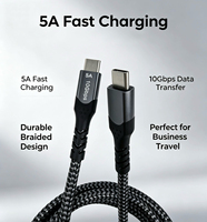 Câble de synchronisation USB 3.2 Gen2 USB-C vers C 5A 100W PD à charge rapide, en alliage d'aluminium tressé et nylon robuste